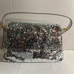 Silver Sequin Shoulder Bag